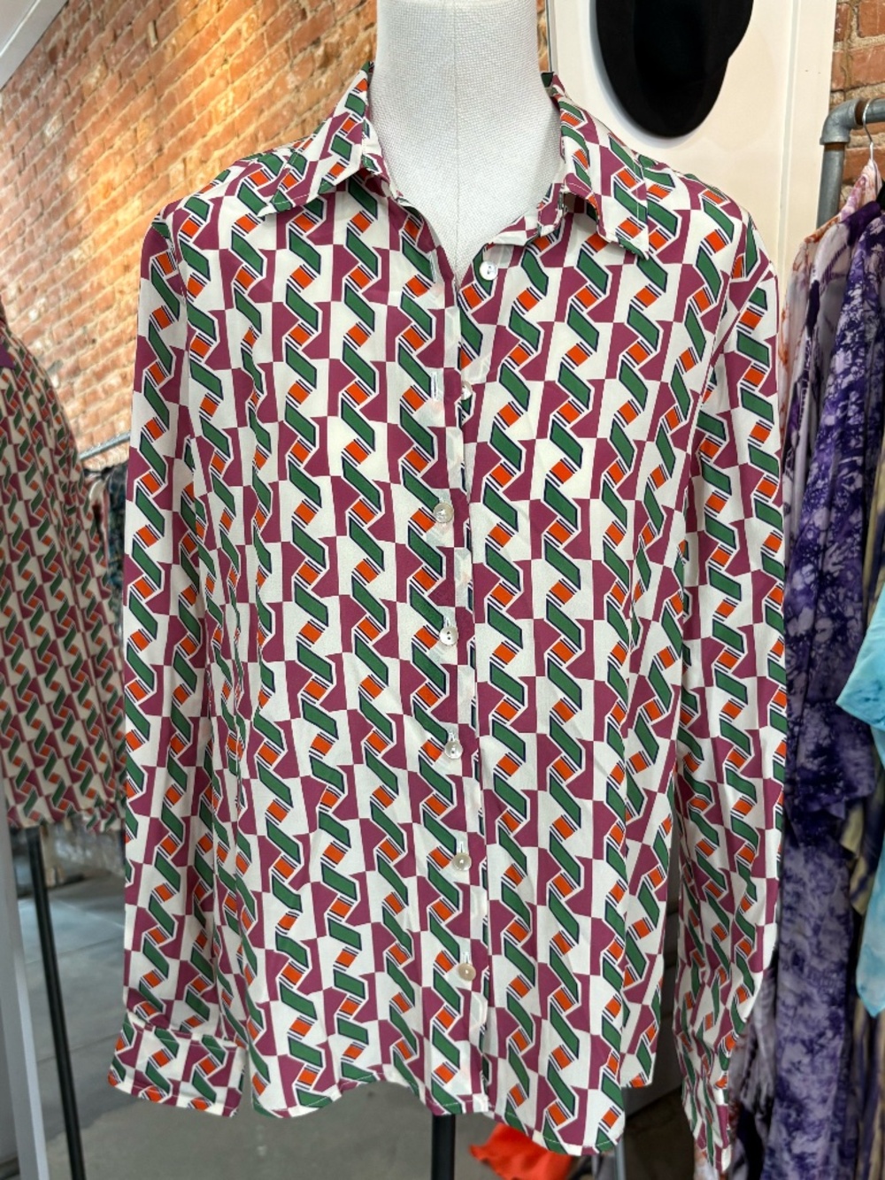 Miki Thumb Silk Printed Classic Shirt